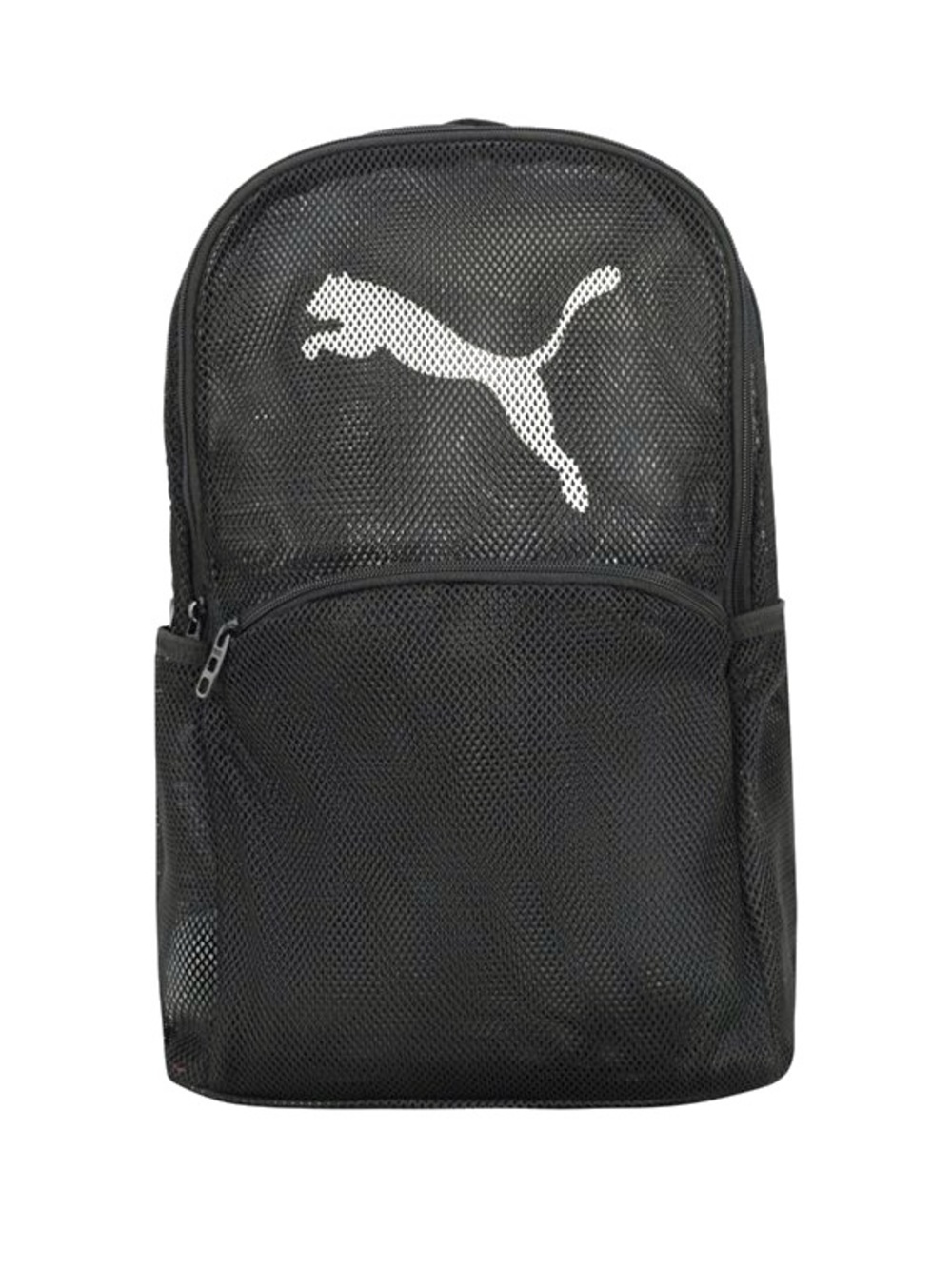 Puma Black Mesh Backpack with White Logo Back Pack Bag NWT